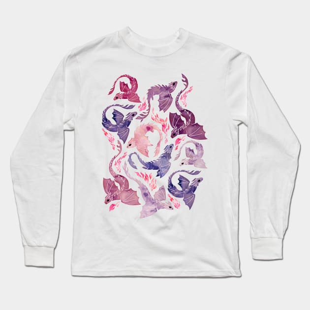 Dragon fire pink & purple Long Sleeve T-Shirt by adenaJ